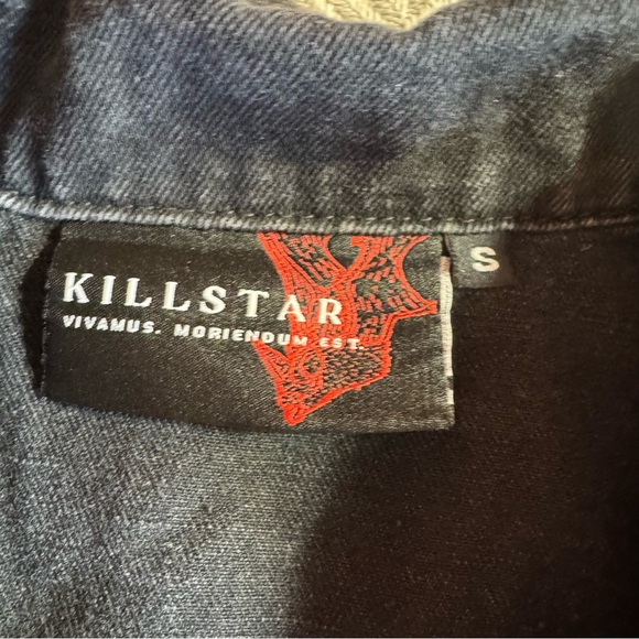 Killstar Crop Denim Vest Jacket, Goth Punk,‎ Black, Size S - Picture 3 of 8